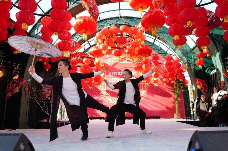 图为“欢乐春节”新春庙会活动现场进行的武术表演。北京市文化和旅游局供图