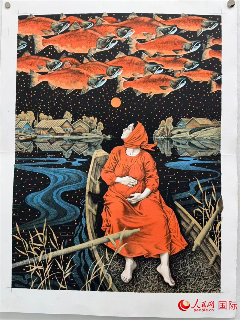 奥列格·米哈伊洛夫的作品广受欢迎，该作品已在中国以及海外多地售出几十幅。人民网记者 杨倩摄